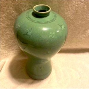 Vintage Korean Celadon Crackle Vase